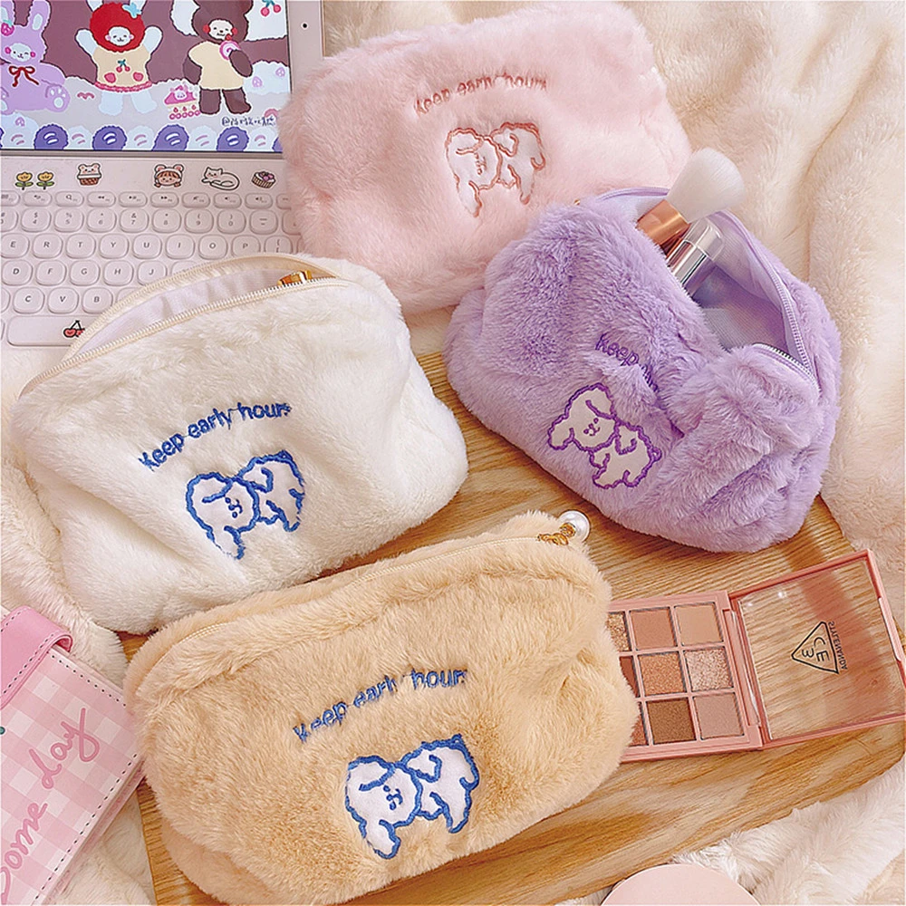 Simple And Cute Plush Cosmetic Bag Cloud