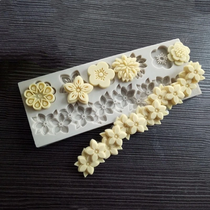 Multi-petal Small Flowers And Flowers Fondant Silicone Mold Decorative Cake Baking Tools