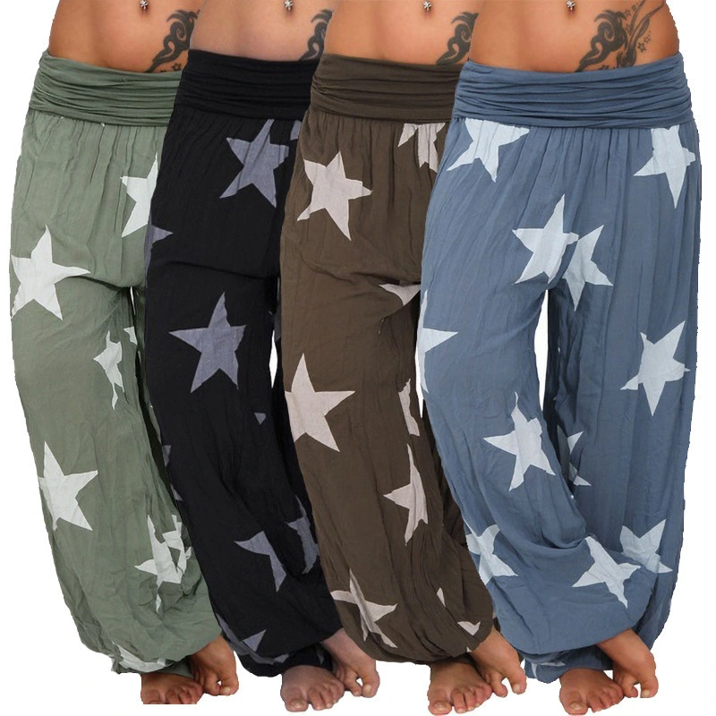 Women's Star Print Solid Color Harem Pants