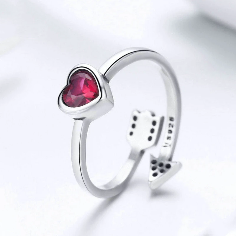 Sterling Silver Ring Female Heart Can Be Front And Back