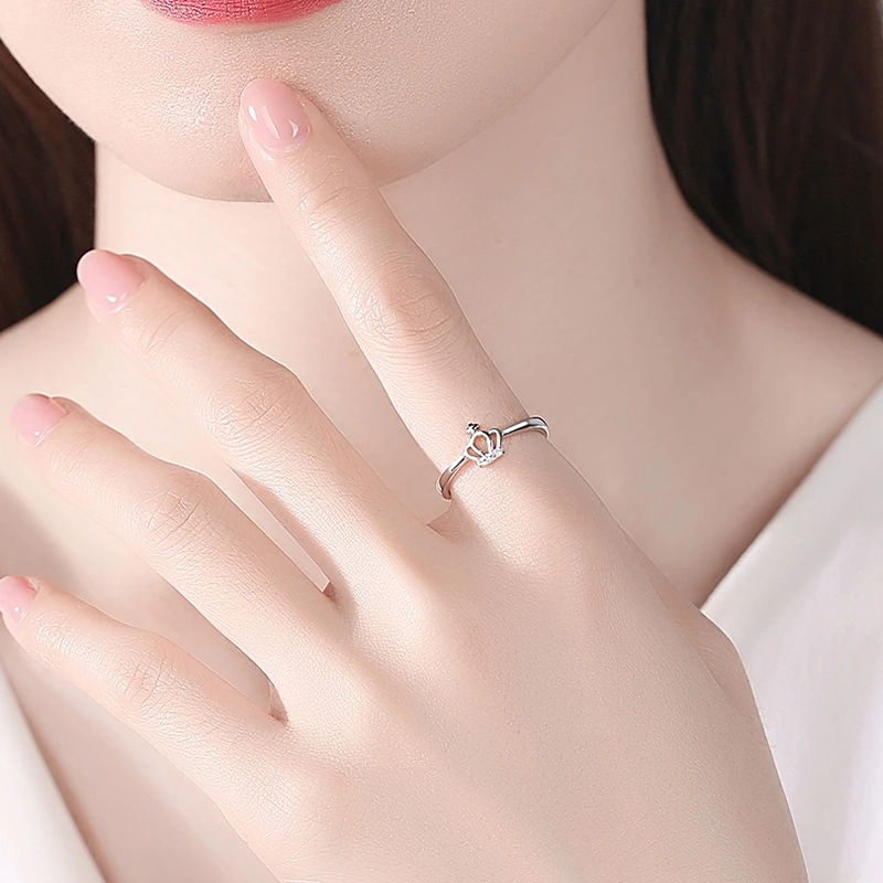 Fashion Sterling Silver Crown Ring Female