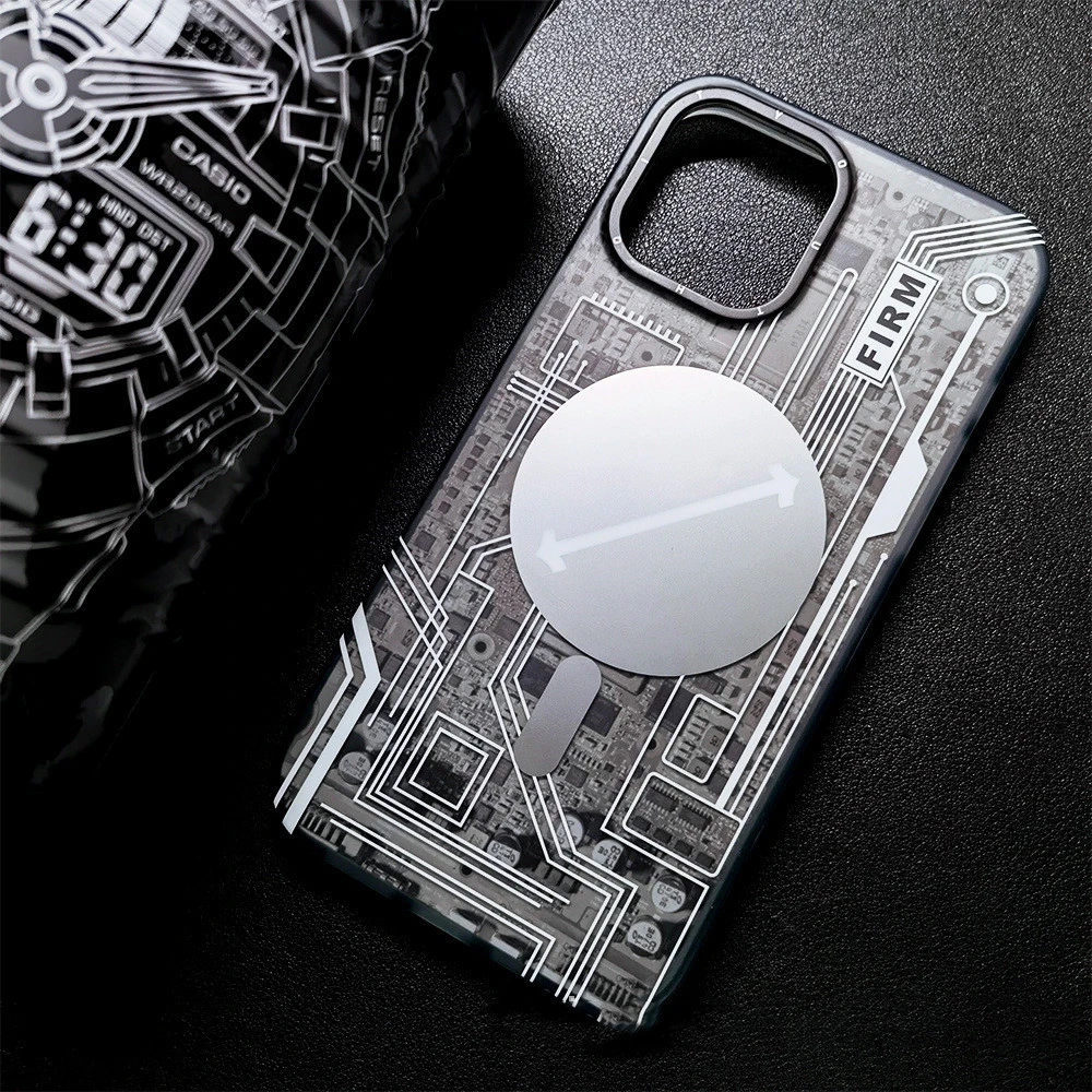 Frosted Magnetic Circuit Board Pattern Phone Case