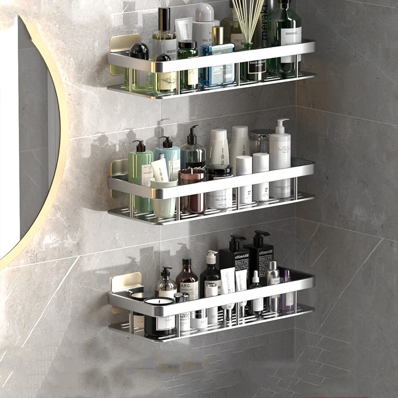 Perforation-free Wall-mounted Bathroom Shelf For Bathroom Storage