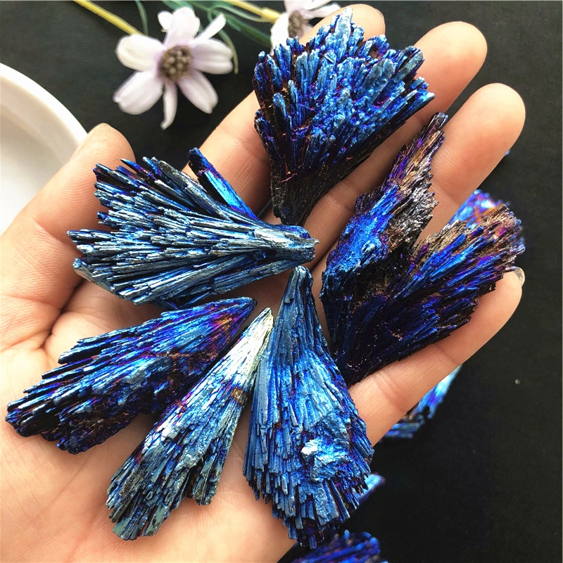 Natural Crystal Original Stone Peacock Tail Feather Shape Ornaments