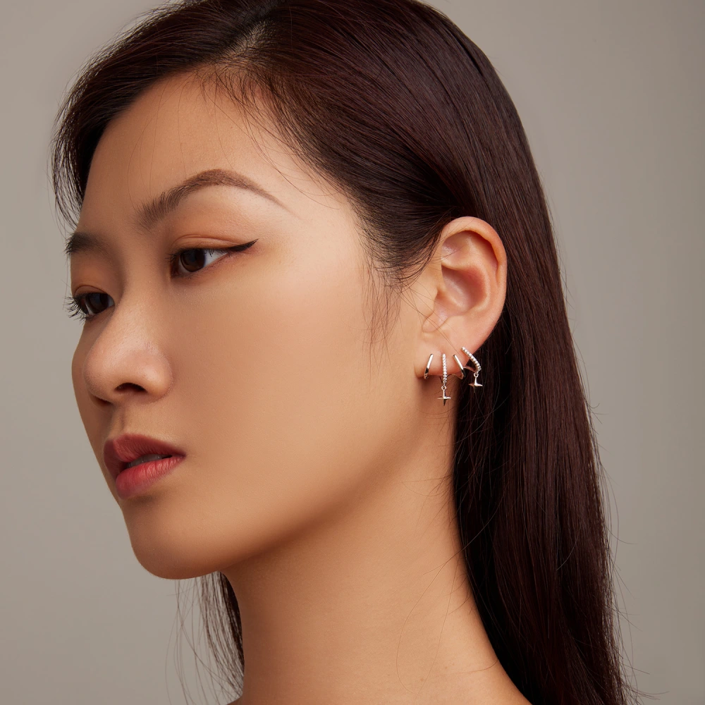 Multilayer Zircon Copper Stud Female Personality