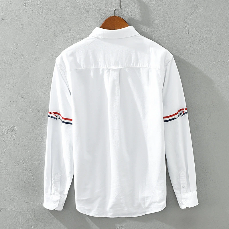 Men's Casual Colorblock Long Sleeve Lapel Shirt Youth Loose Top
