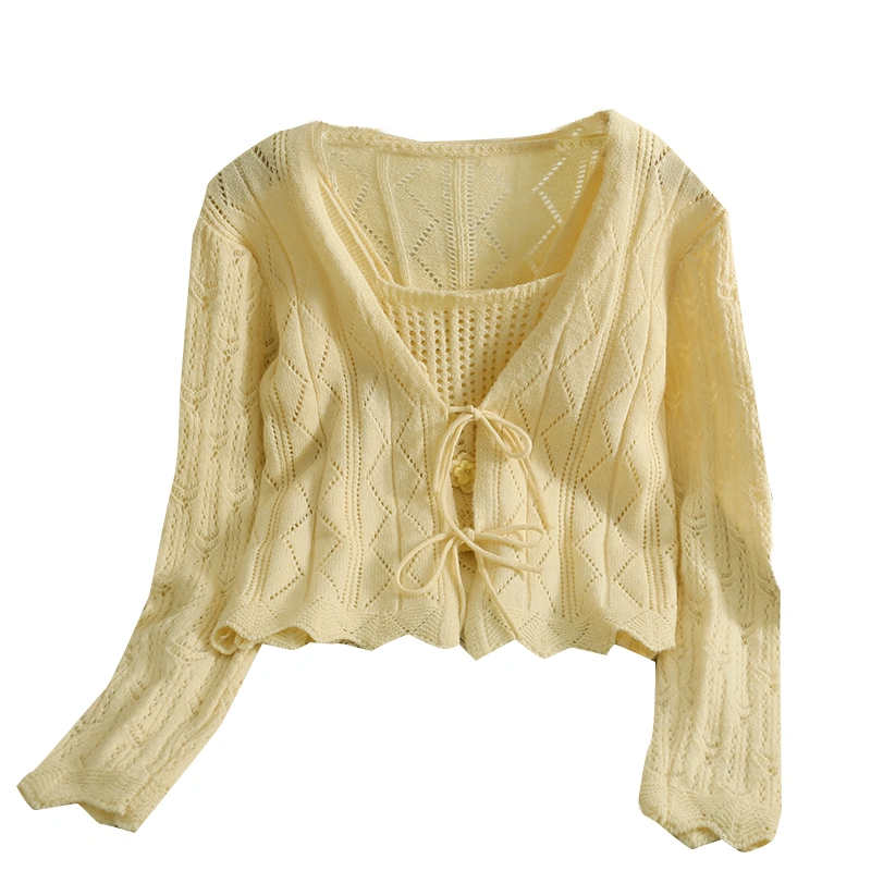 Yellow Knitted Cardigan & Camisole