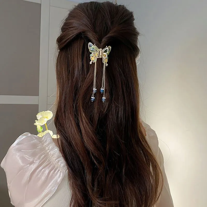 Women's Pearl Flower Butterfly Tassel Hairpin