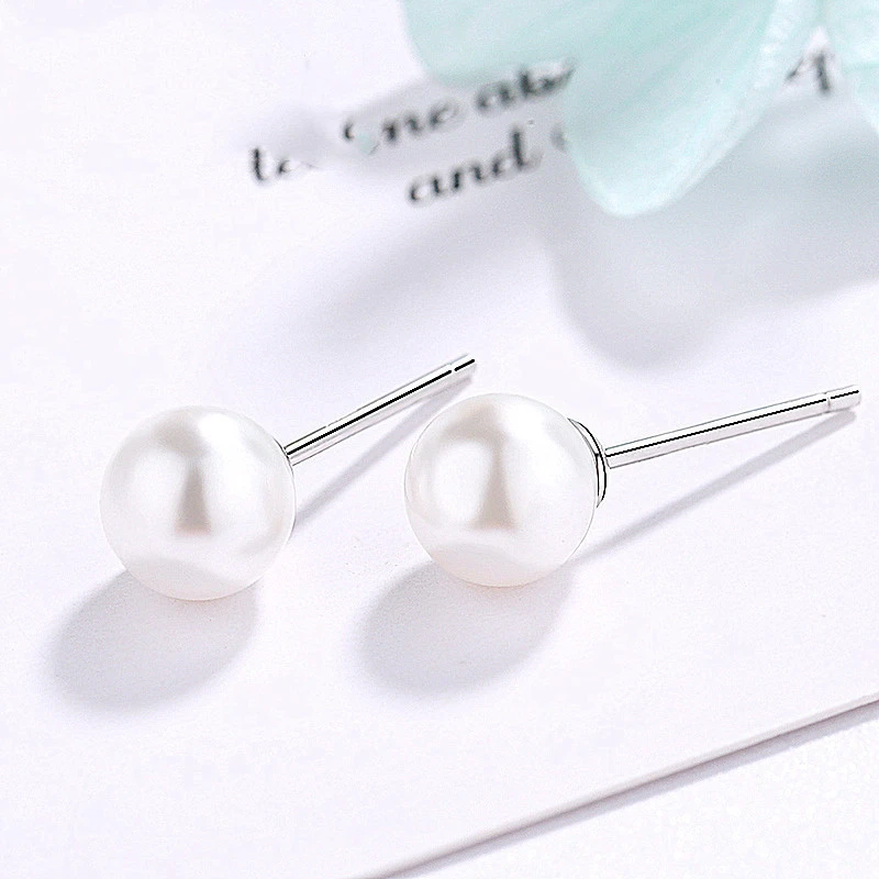 Korean Version Of Female Temperament Sweet Shell Round Pearl Earrings