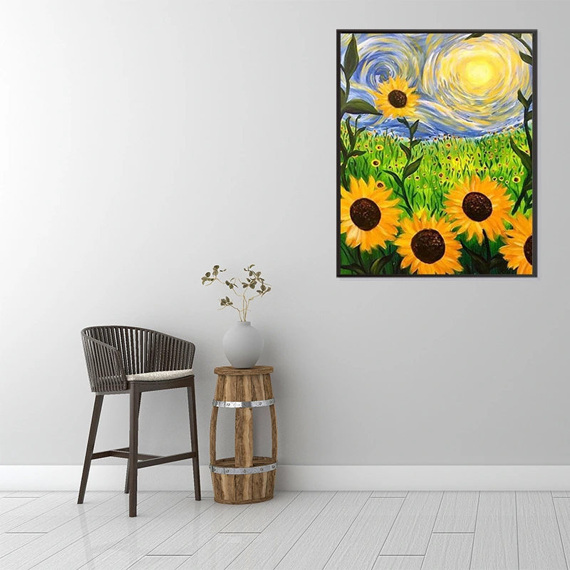 5D Round Drill Oil Painting Sunflower Diamond Painting Diy Spot Drill Stickers Decorative Painting Gift