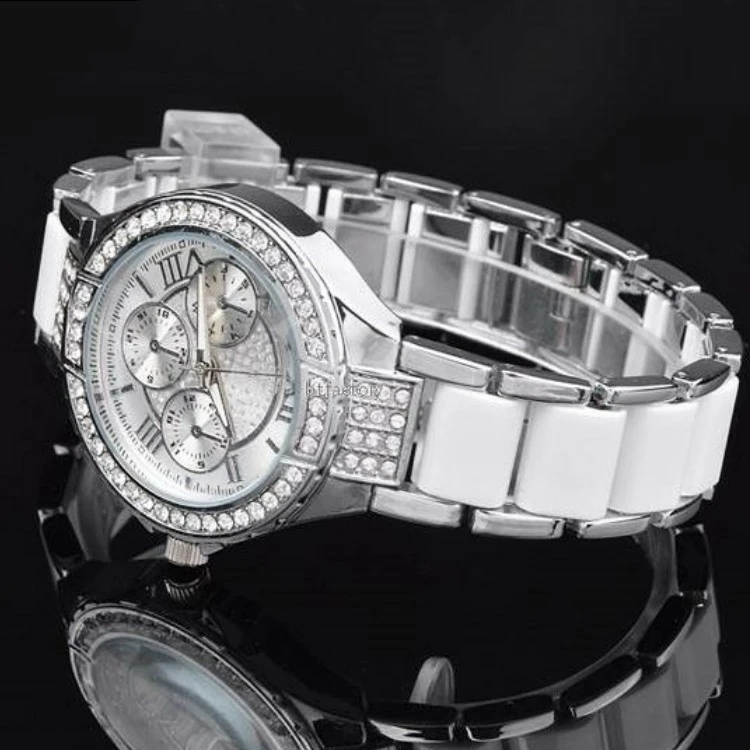 Geneva Alloy Diamond-encrusted Steel Band Watch