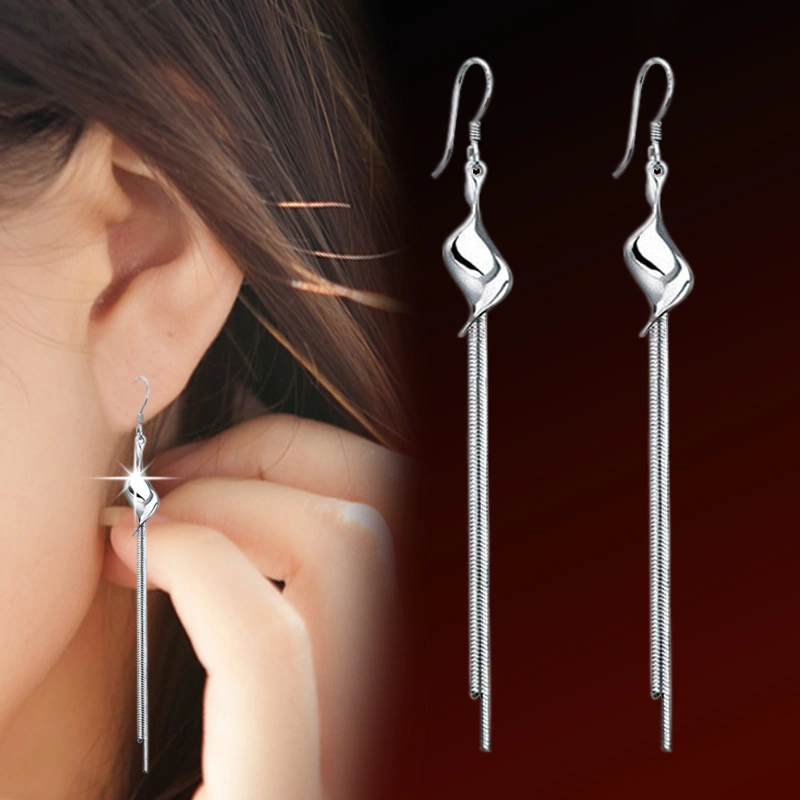 Elegant Female Silvering Earrings Exaggerated Twisted Pieces