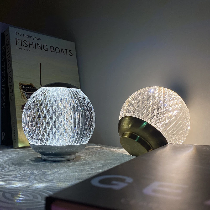 Modern Simple And Creative Crystal Spherical Table Lamp Acrylic Led Charging