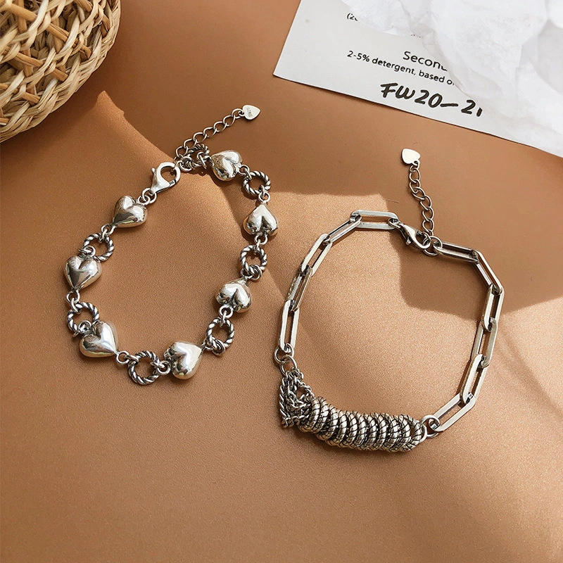 Stereoscopic Love Bracelet Women Simple Retro Luxury