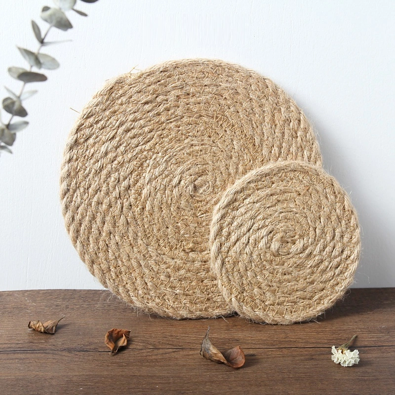 Full Linen Round Thickened Home Dining Mat