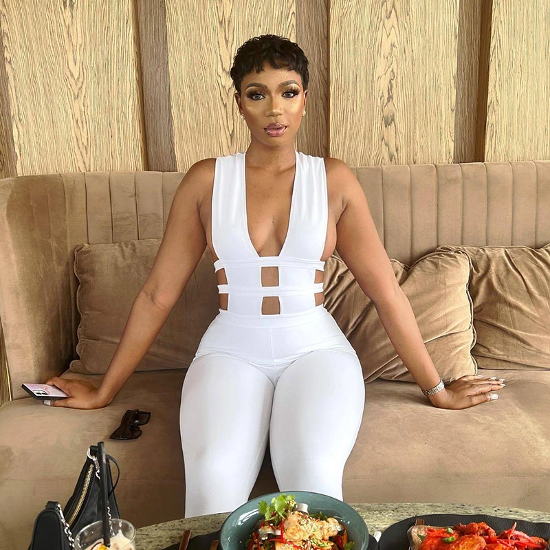 Splicing High Waist Slimming Hip Fashion Casual Jumpsuit