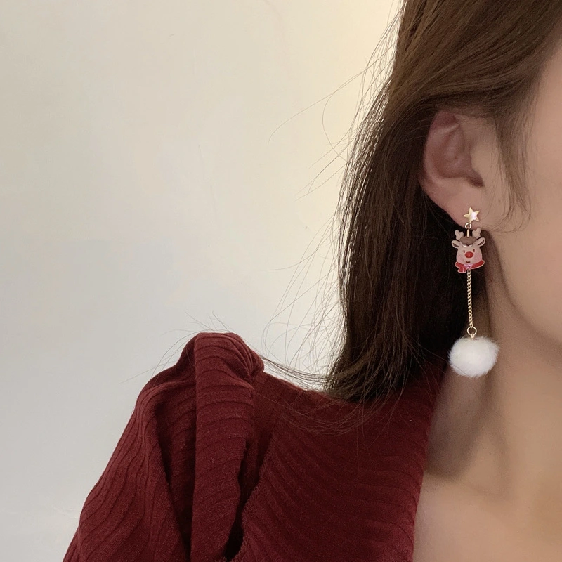 S925 Silver Pin Japanese And Korean Style Christmas Earrings