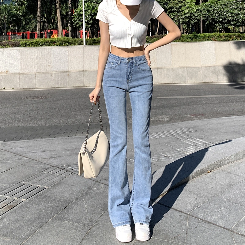 Off White High Waist Flare Pants For Women