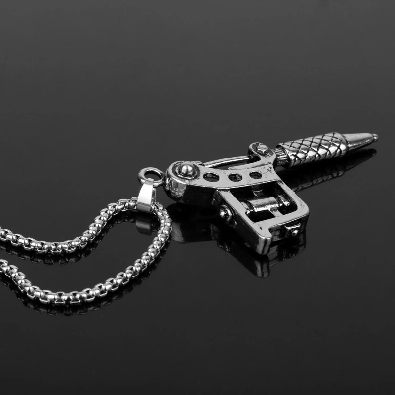 New Vintage Tattoo Machine Pendant Necklace Key Buckle