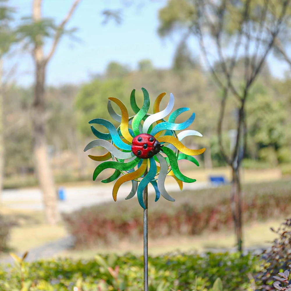 Creative Hummingbird Abstract Sunflower Metal Iron Windmill