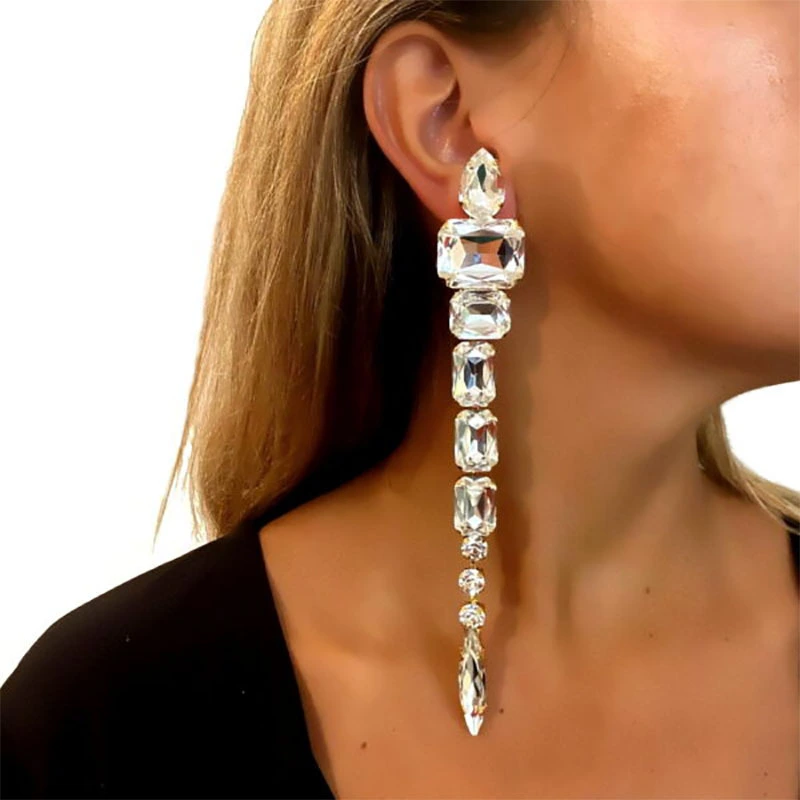 Long Shiny Diamond Rhinestone Earrings