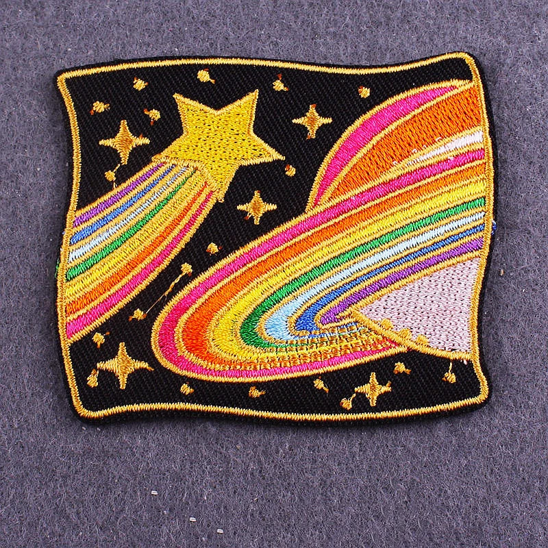 New Black Rainbow Sky Embroidery Patch