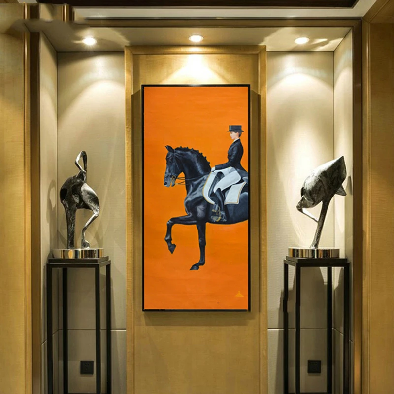 Classic Modern Orange Racehorse Canvas Print Poster