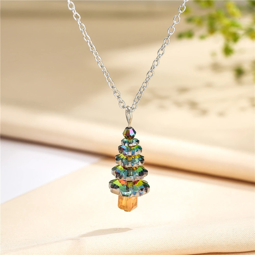 Temperament Crystal Christmas Tree Pendant Necklace