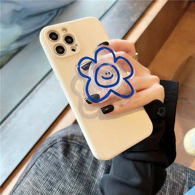 Blue Flower  Bracket Mobile Phone Case Soft Silicone