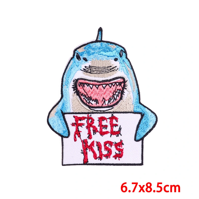 Punk Shark Embroidered Cloth Stickers Patch