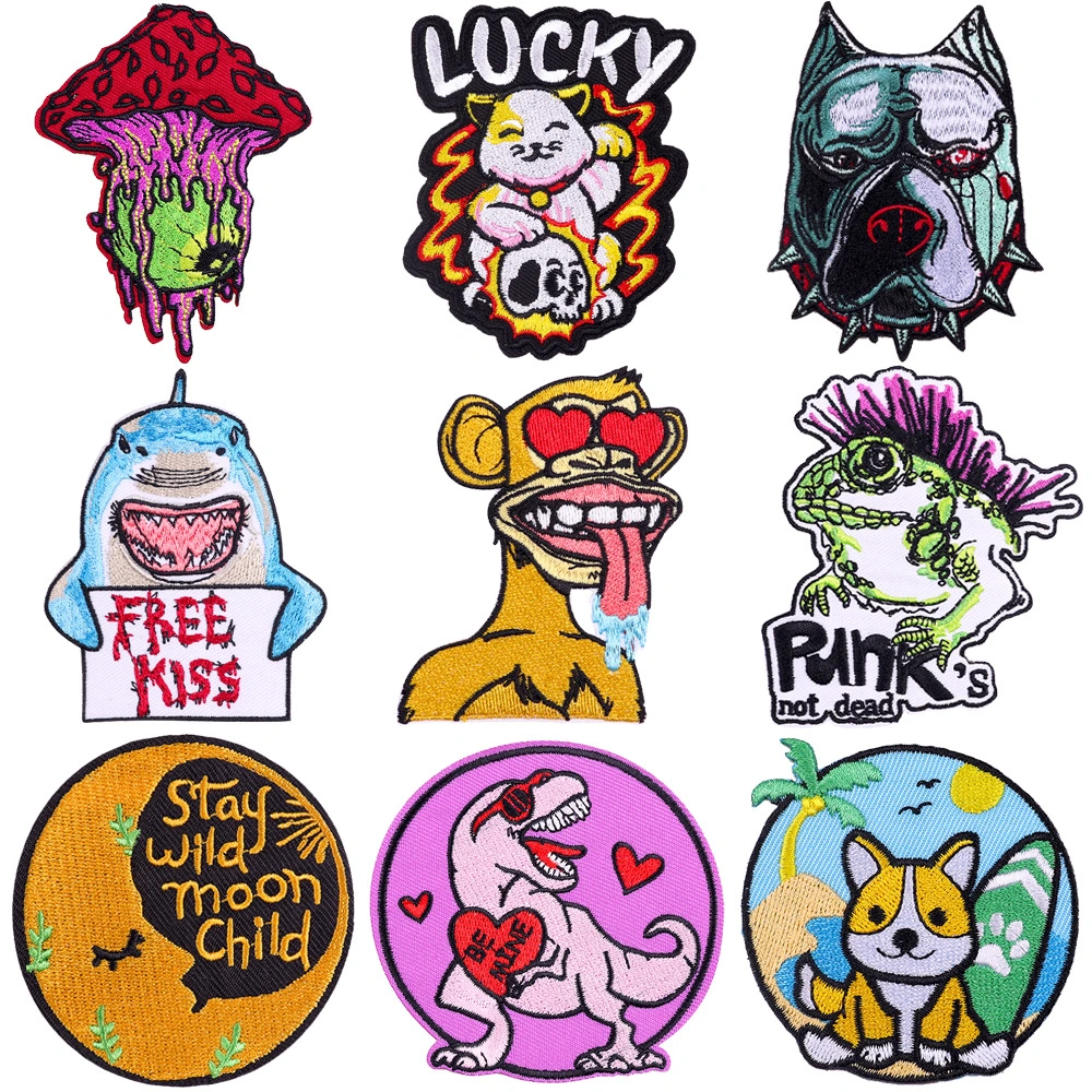 Punk Shark Embroidered Cloth Stickers Patch