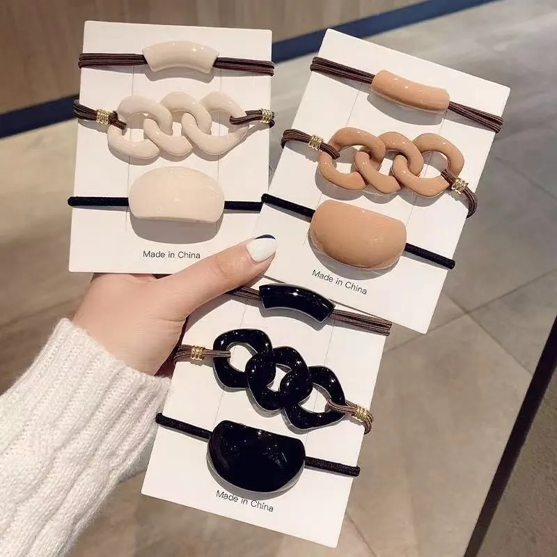 Milk Tea Color Nine-piece Set Hairband For Tying Up Hair Simple Cold Style Temperament