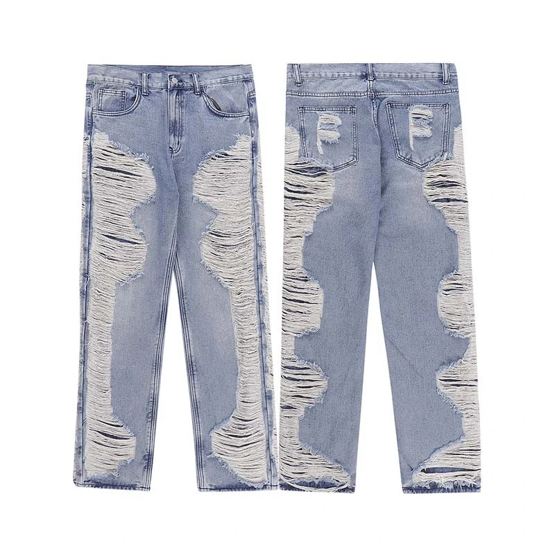 Worn Out Cat Whisker Jeans Loose Personality Hip-hop Straight Pants