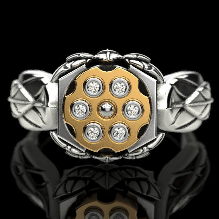 Fashion Popular Roulette Bullet Men's Ring