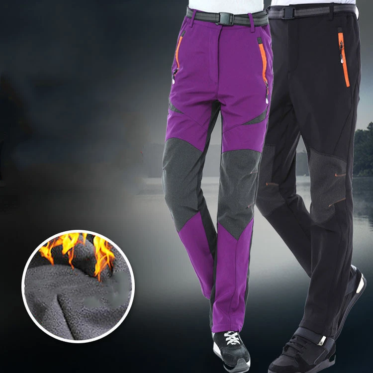 Men's And Women's Waterproof Windproof Fleece Thickened Ski Trousers