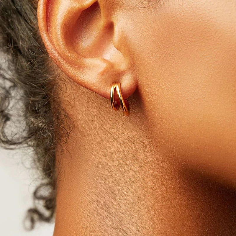 Titanium Steel 18k Gold Plated Ear Studs