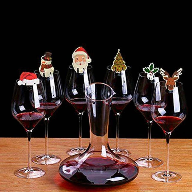 Christmas Red Wine Glass Card Insert Card Deer Head Decorative Card