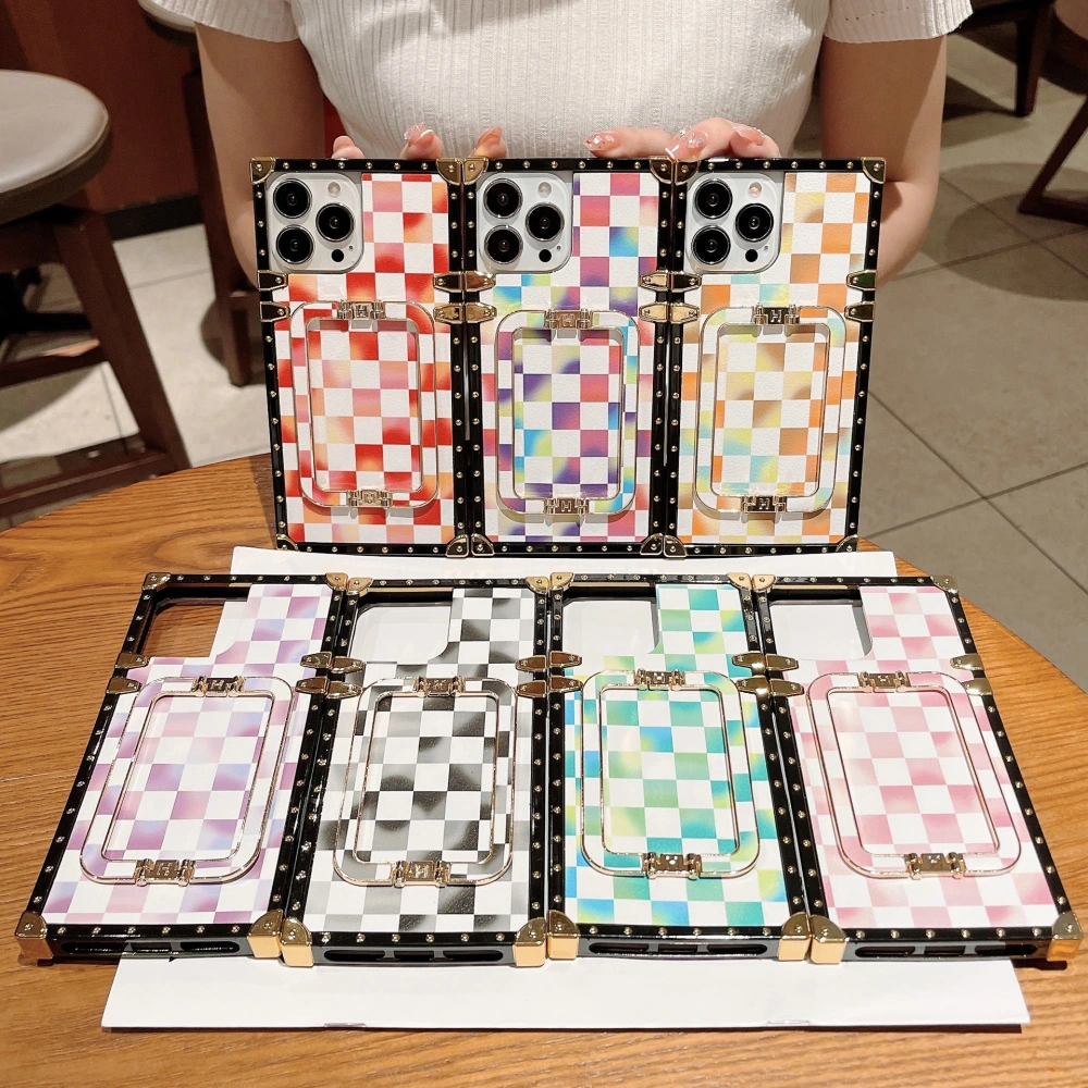 Checkerboard Square Bracket Shell Mobile Phone Case