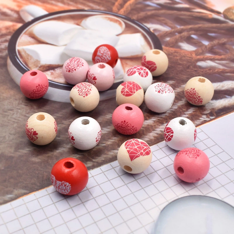 New Diy Love English Printing Wood Beads Accessories