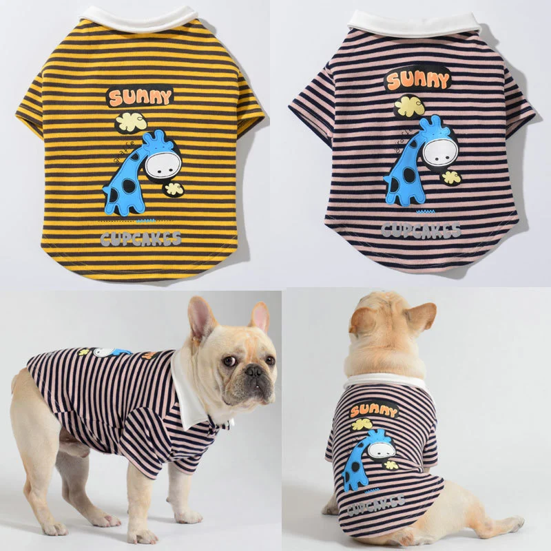 Stripe Plush Warm Polo Casual Pet Sweater