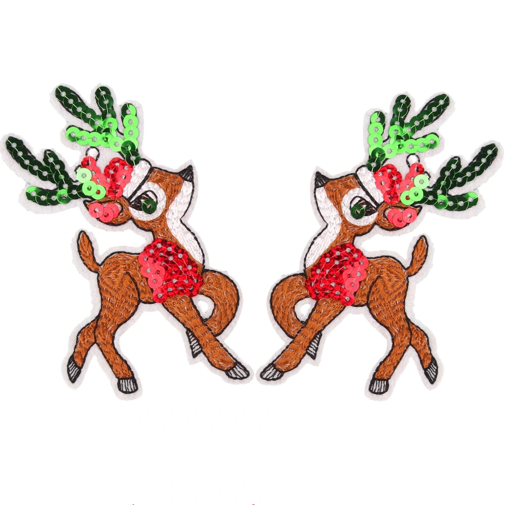 Sequin Cartoon Christmas Deer Shoe Embroidery Badge Embroidered Fabric Patch