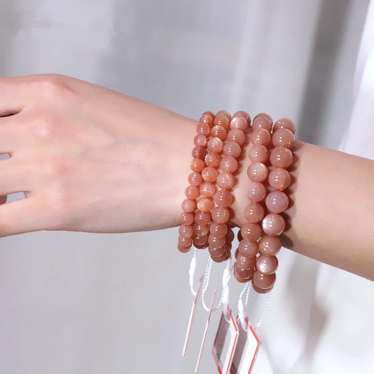 New Natural Orange Moonstone Bracelet Girl