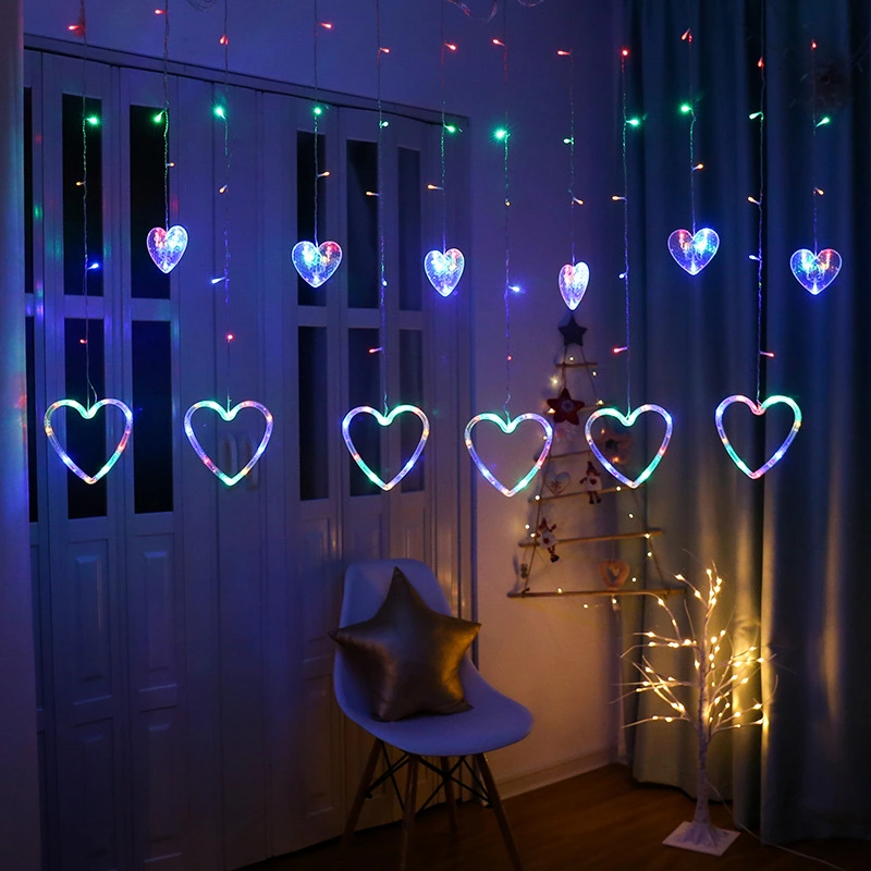 LED Love Curtain Light Household Plug-in Flashing Holiday Light