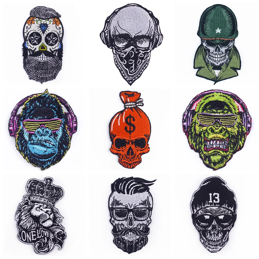 Fashion Punk Skull Embroidery Fabric Patch