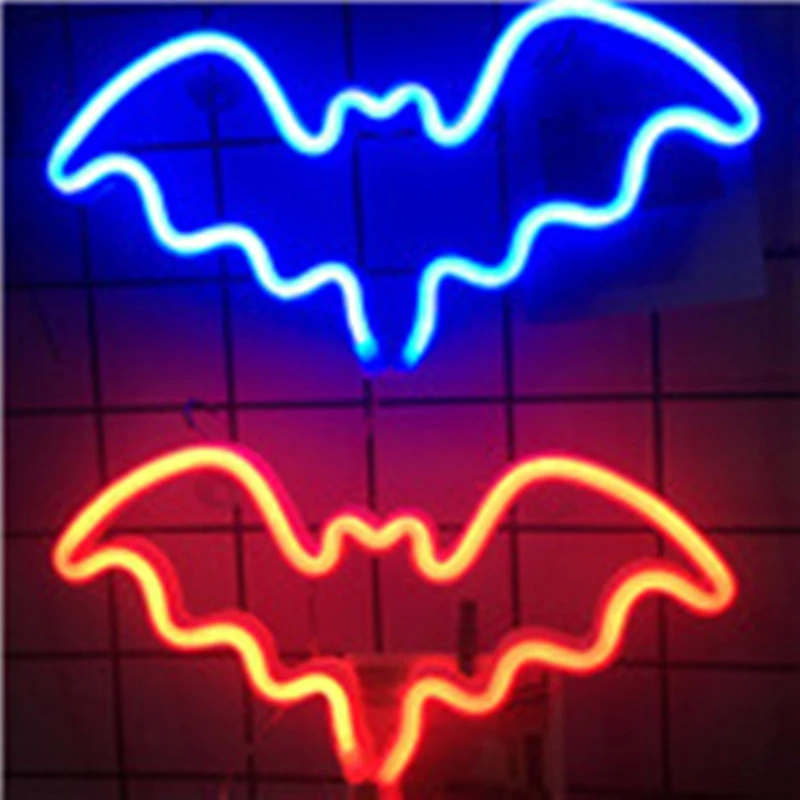 Home Fashion Bat Shape Neon Night Light Ornaments