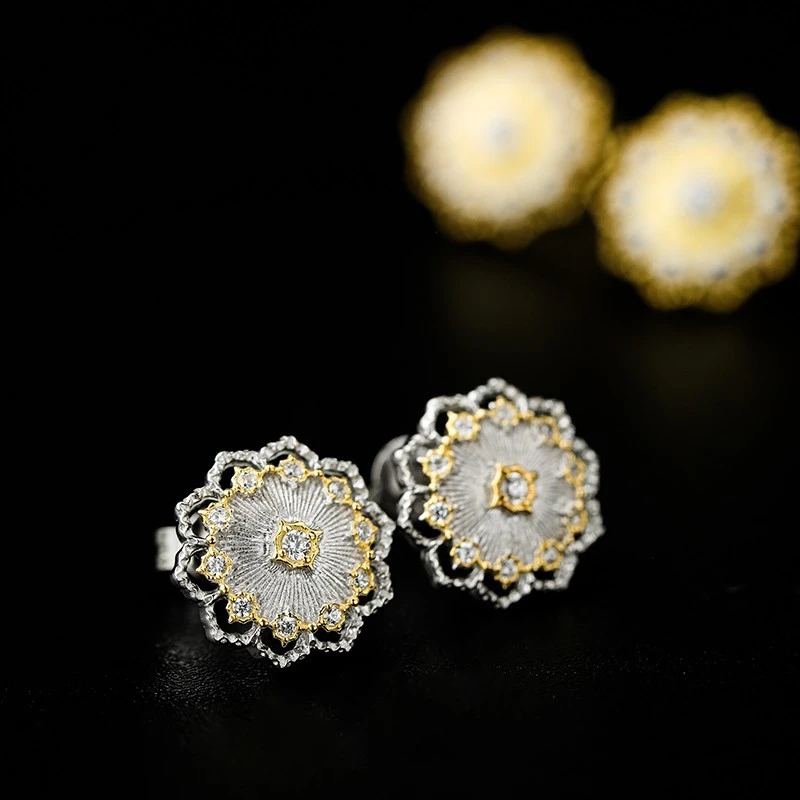 Ancient Court Sunflower Stud Earrings