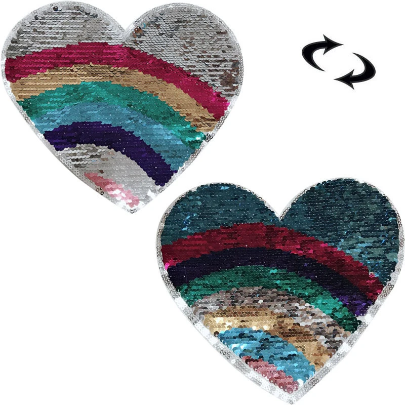 Sequin Love Peach Heart Flip-flop Fabric Patch