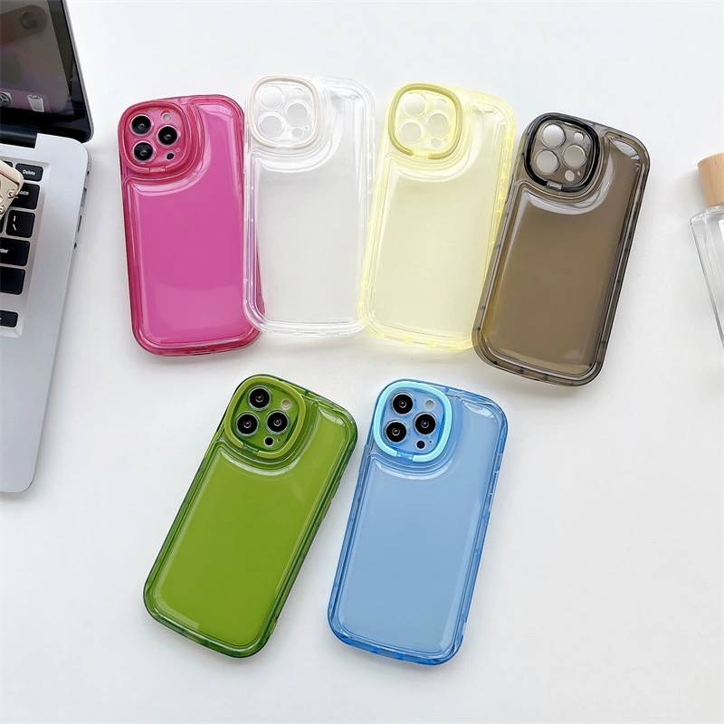 Simple Solid Color Transparent Lens Folding Bracket Mobile Phone Case