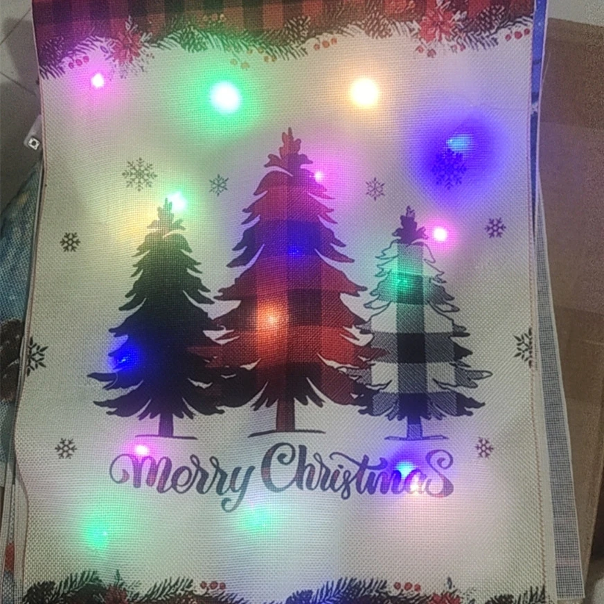 Outdoor Decoration Christmas With Lights Garden Flag