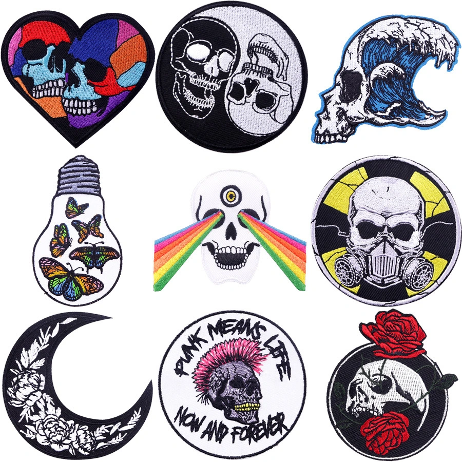 Creative Punk Skull Embroidery Cloth Sticker